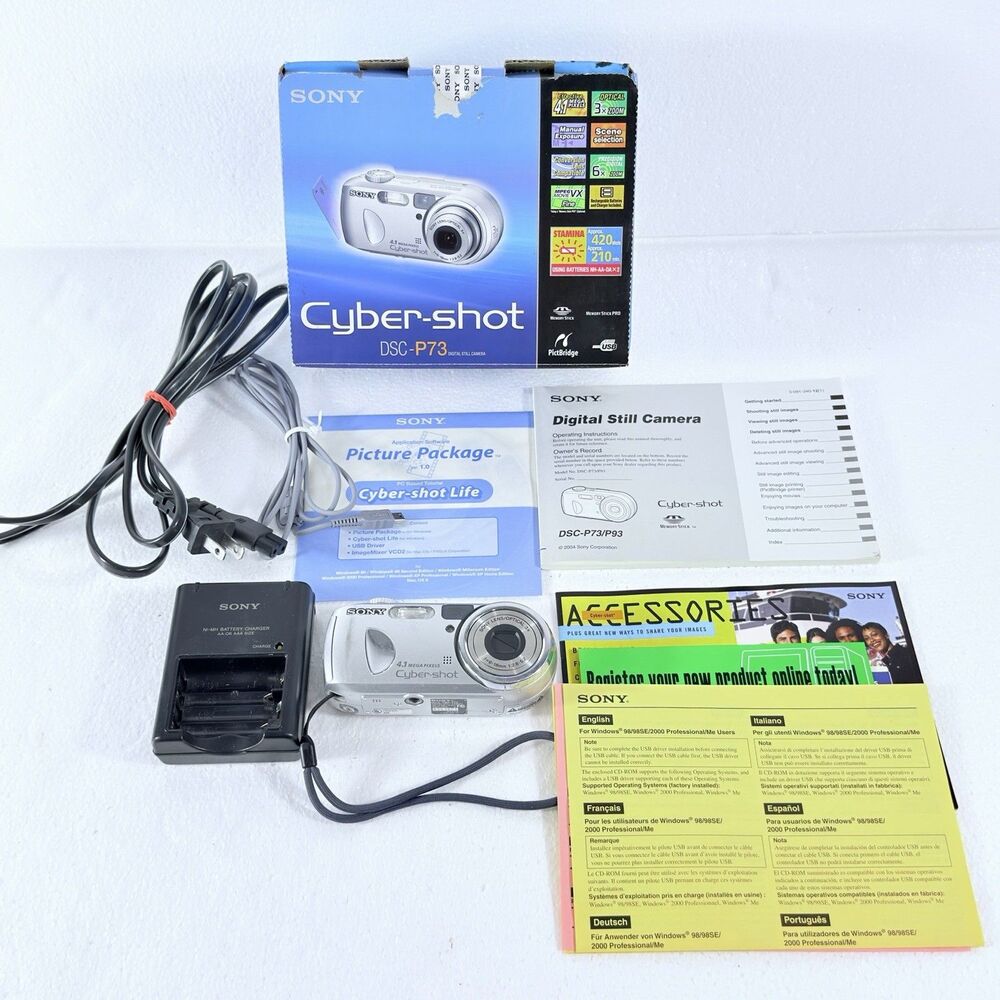 Sony Cyber-Shot DSC-P73 4.1MP Compact Digital Camera In Original Box Tested Work